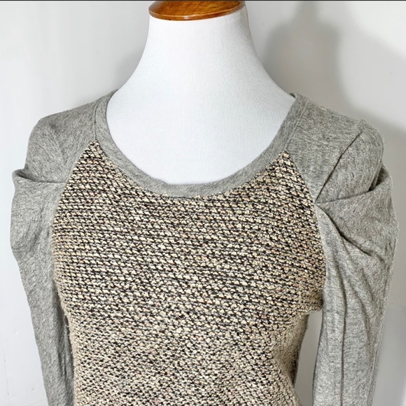 SOLD-Anthropologie Loop Knit Mixed Media Top - Picture 3 of 9
